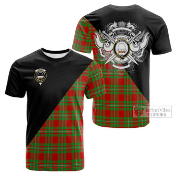 Tartan Vibes Clothing Grierson Tartan Cotton T-shirt with Family Crest and Military Logo Style