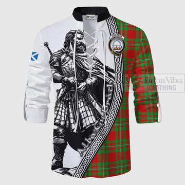 Grierson Tartan Clan Crest Ghillie Kilt Shirt with Highlander Warrior Celtic Style - Tartan Vibes Clothing