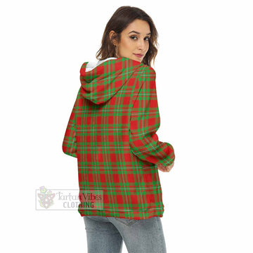 Grierson Tartan Women's Borg Fleece Hoodie with Half Zip with Family Crest - Tartan Vibes Clothing