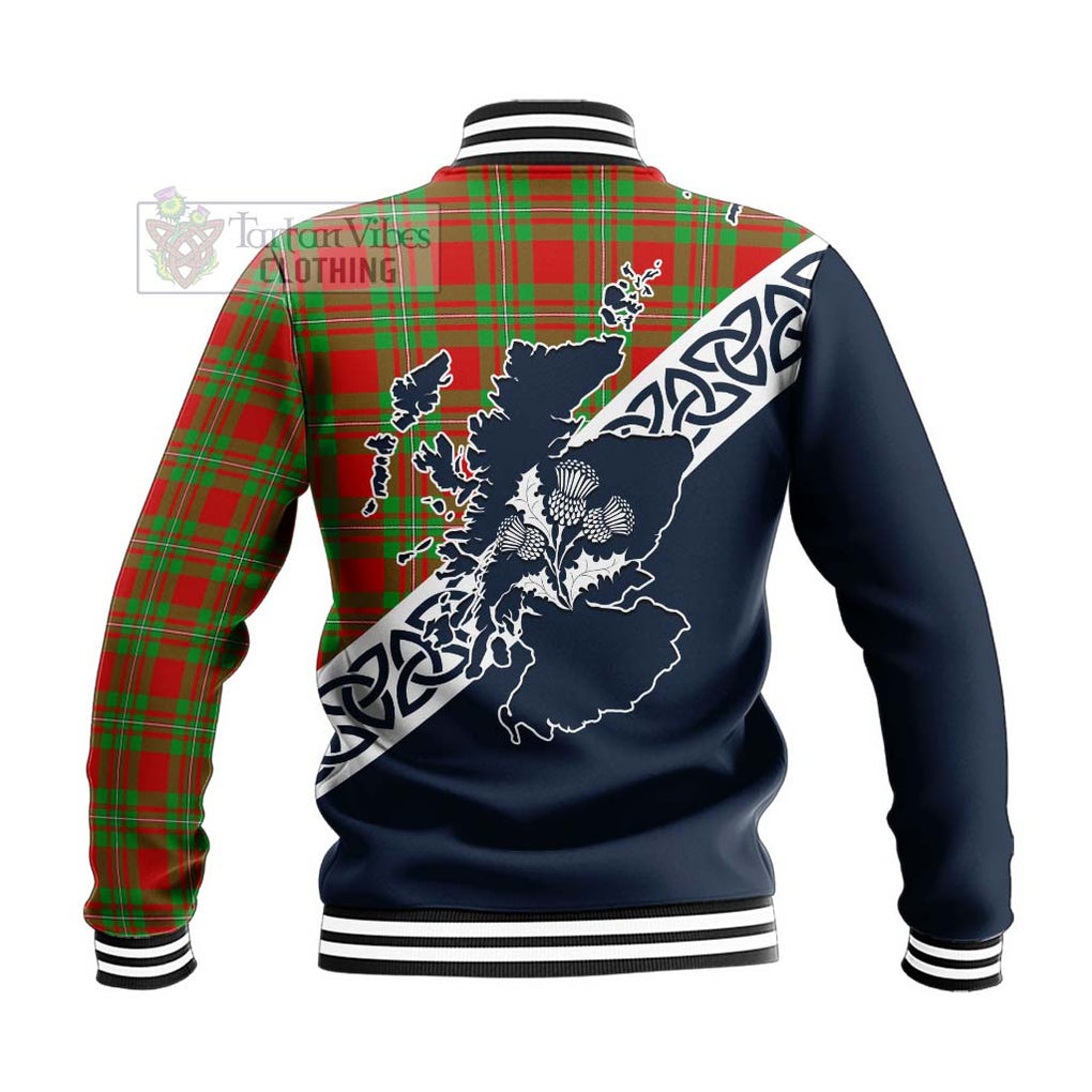 Grierson Tartan Baseball Jacket Featuring Thistle and Scotland Map - Tartan Vibes Clothing