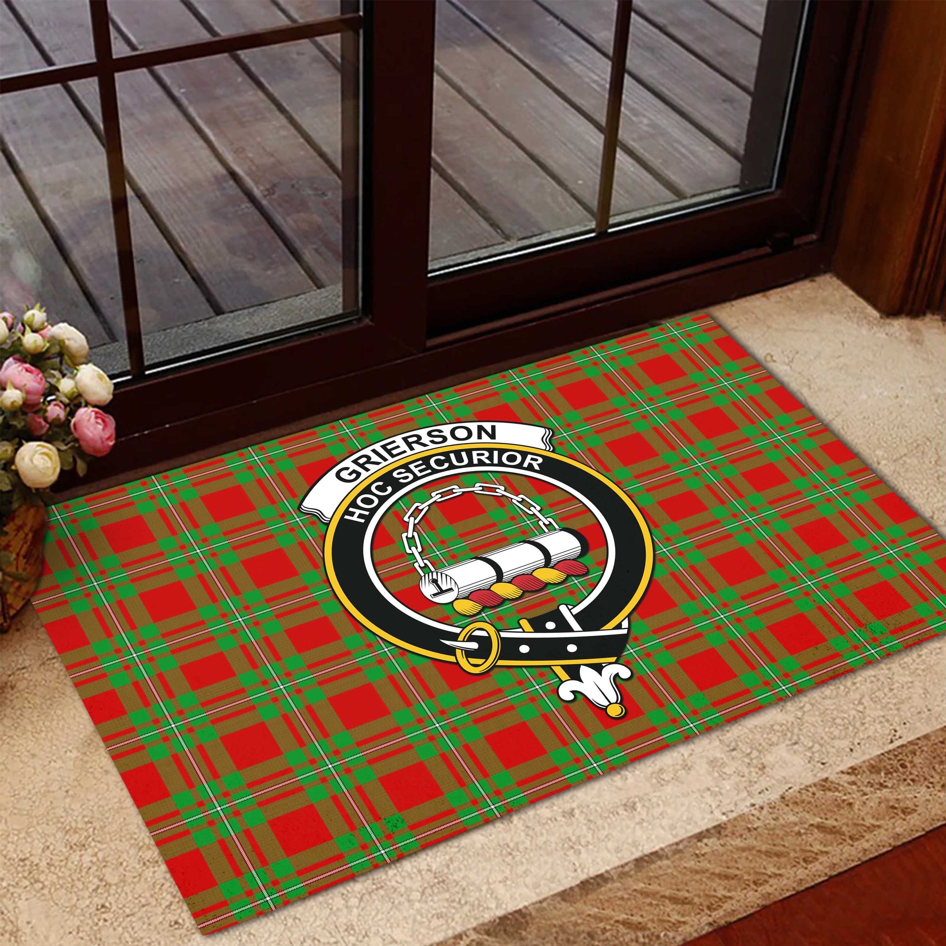 Grierson Tartan Rubber Doormat with Family Crest - Tartan Vibes Clothing
