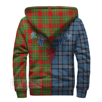 Grierson Tartan Sherpa Hoodie Happy St. Andrew's Day Half Tartan Style - Tartan Vibes Clothing