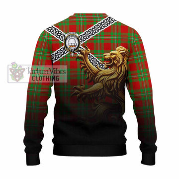 Grierson Crest Tartan Knitted Sweater with Golden Lion Emblem Celtic Style - Tartan Vibes Clothing