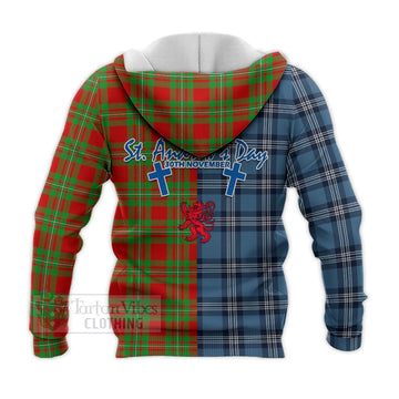 Grierson Tartan Knitted Hoodie Happy St. Andrew's Day Half Tartan Style - Tartan Vibes Clothing