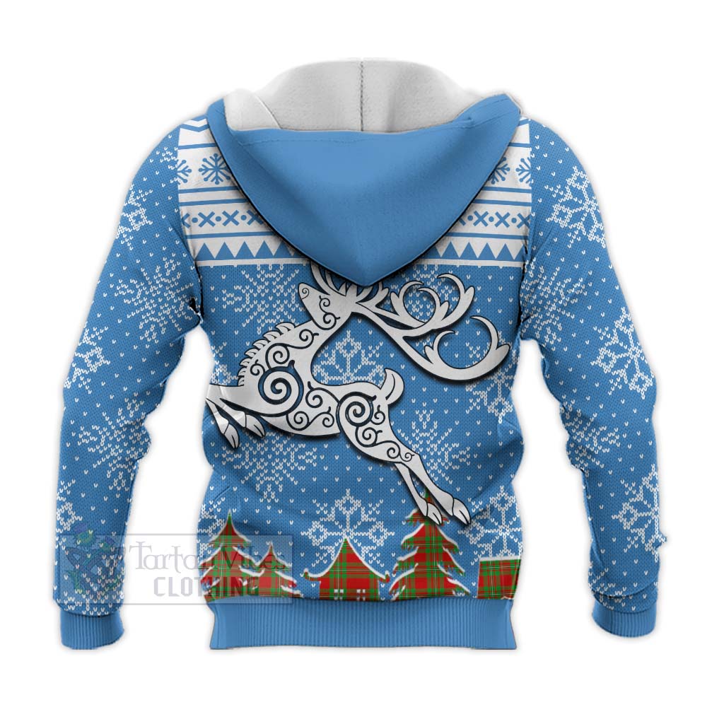 Grierson Clan Christmas Knitted Hoodie Celtic Reindeer Style - Tartan Vibes Clothing