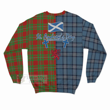Grierson Tartan Sweatshirt Happy St. Andrew's Day Half Tartan Style - Tartan Vibes Clothing