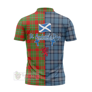 Grierson Tartan Zipper Polo Shirt Happy St. Andrew's Day Half Tartan Style - Tartan Vibes Clothing