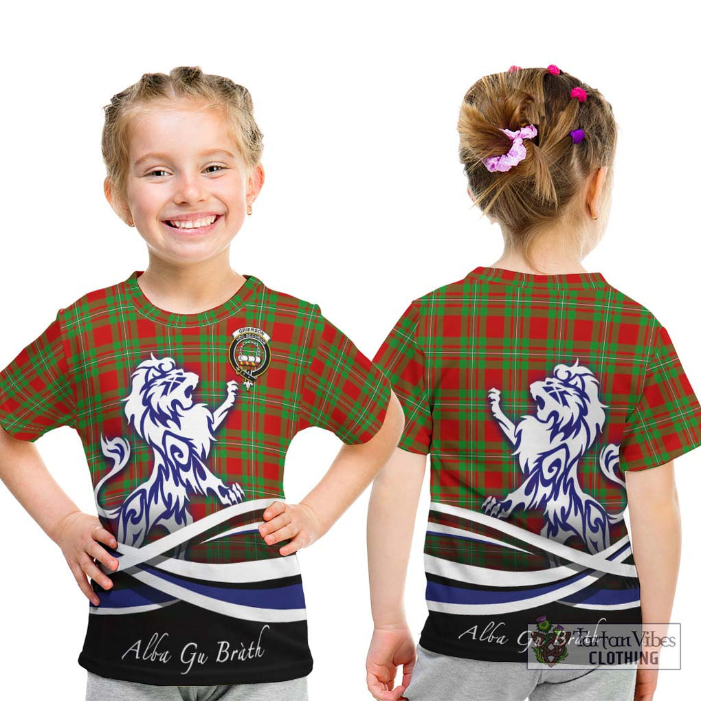 Grierson Tartan Kid T-Shirt with Alba Gu Brath Regal Lion Emblem - Tartan Vibes Clothing