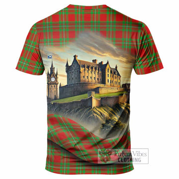 Grierson Tartan Family Crest T-Shirt with Scottish Ancient Castle Style - Tartan Vibes Clothing