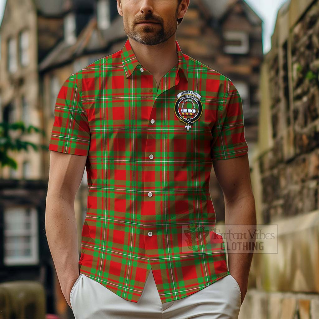 Grierson Tartan Hawaiian Shirt with Family Crest Celtic Skull Style - Tartan Vibes Clothing
