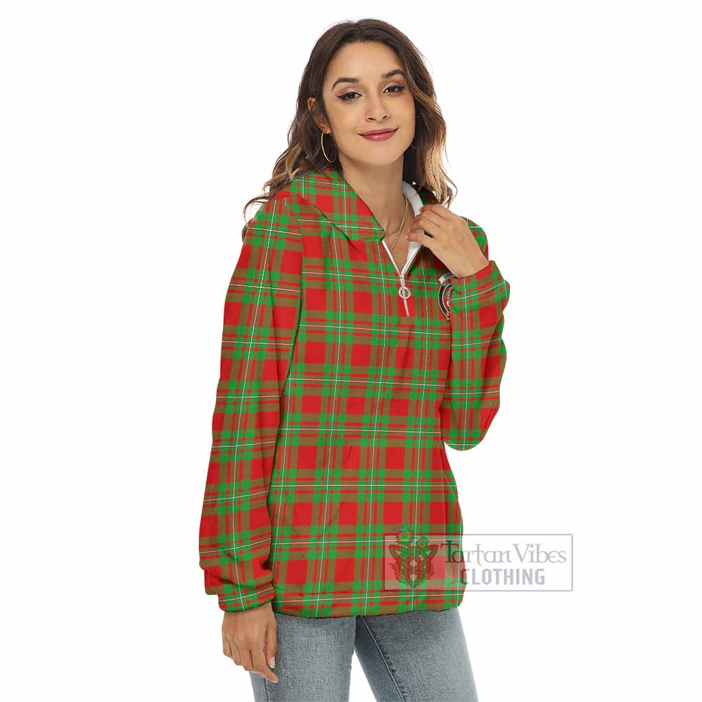 Grierson Tartan Women's Borg Fleece Hoodie with Half Zip with Family Crest - Tartan Vibes Clothing