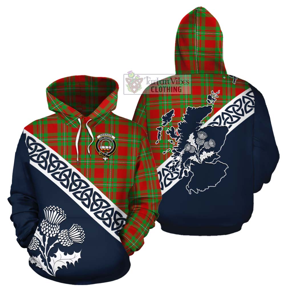Grierson Tartan Cotton Hoodie Featuring Thistle and Scotland Map Zip Hoodie - Tartan Vibes Clothing