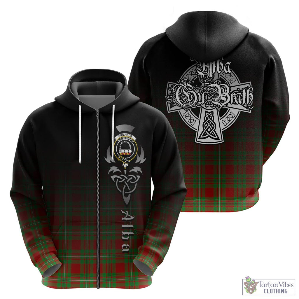 Grierson Tartan Hoodie Featuring Alba Gu Brath Family Crest Celtic Inspired - Tartan Vibes Clothing
