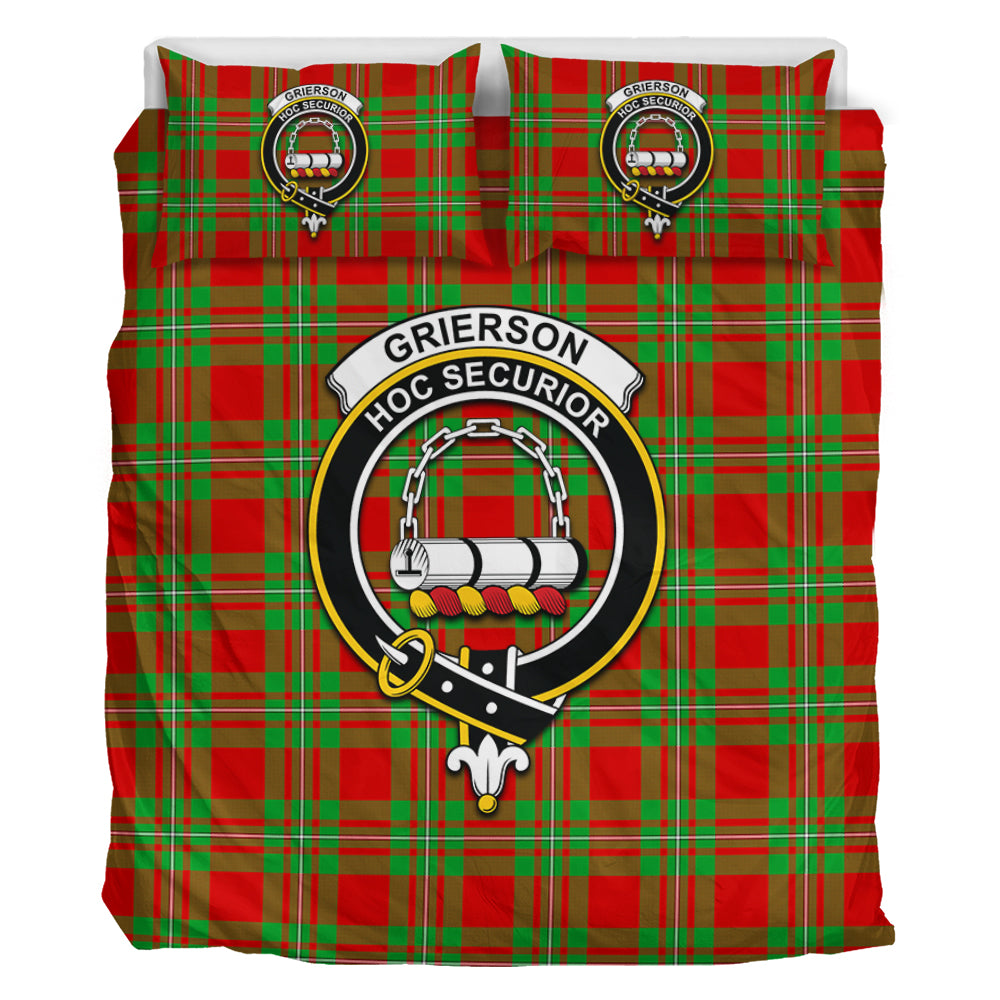 Grierson Tartan Bedding Set with Family Crest - Tartan Vibes Clothing