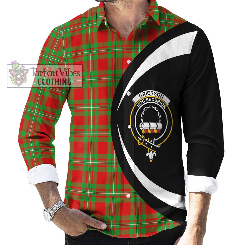 Grierson Tartan Long Sleeve Button Up with Family Crest Circle Style - Tartan Vibes Clothing