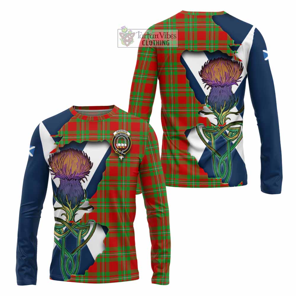 Grierson Tartan Family Crest Long Sleeve T-Shirt Scottish Thistle Celtic Inspired - Tartan Vibes Clothing