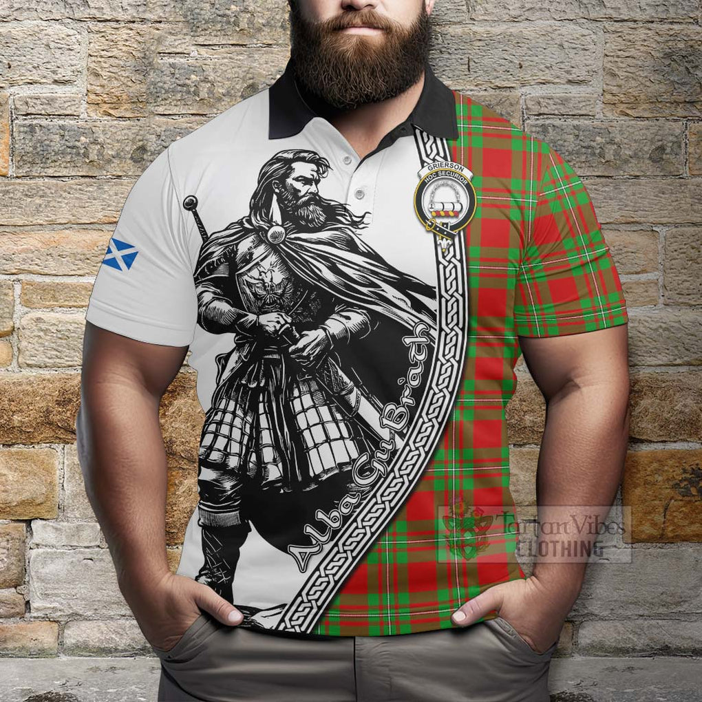 Grierson Tartan Clan Crest Polo Shirt with Highlander Warrior Celtic Style - Tartan Vibes Clothing