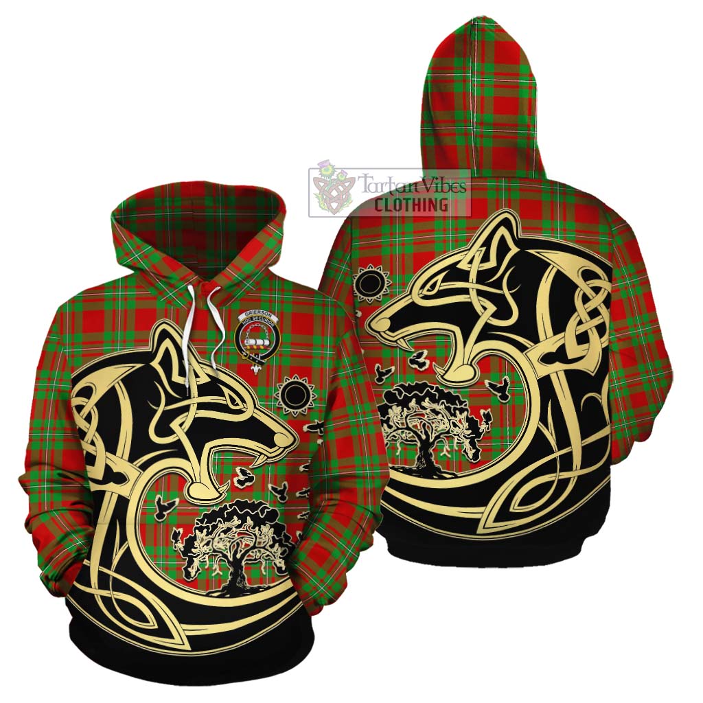 Grierson Tartan Cotton Hoodie with Family Crest Celtic Wolf Style Zip Hoodie - Tartan Vibes Clothing