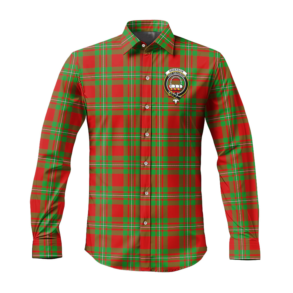 Grierson Tartan Long Sleeve Button Up Shirt with Family Crest Men's Shirt - Tartan Vibes Clothing