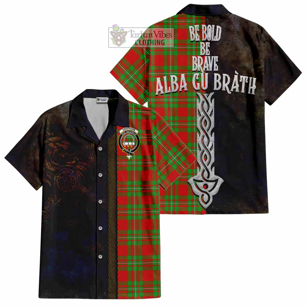 Grierson Tartan Family Crest Hawaiian Shirt Alba Gu Brath Be Brave Lion Ancient Style - Tartan Vibes Clothing