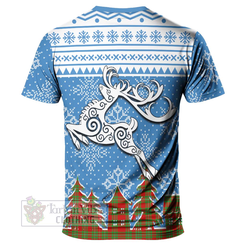Grierson Clan Christmas T-Shirt Celtic Reindeer Style - Tartan Vibes Clothing