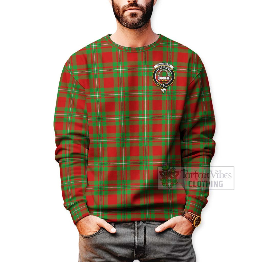 Grierson Tartan Sweatshirt with Family Crest Celtic Skull Style - Tartan Vibes Clothing