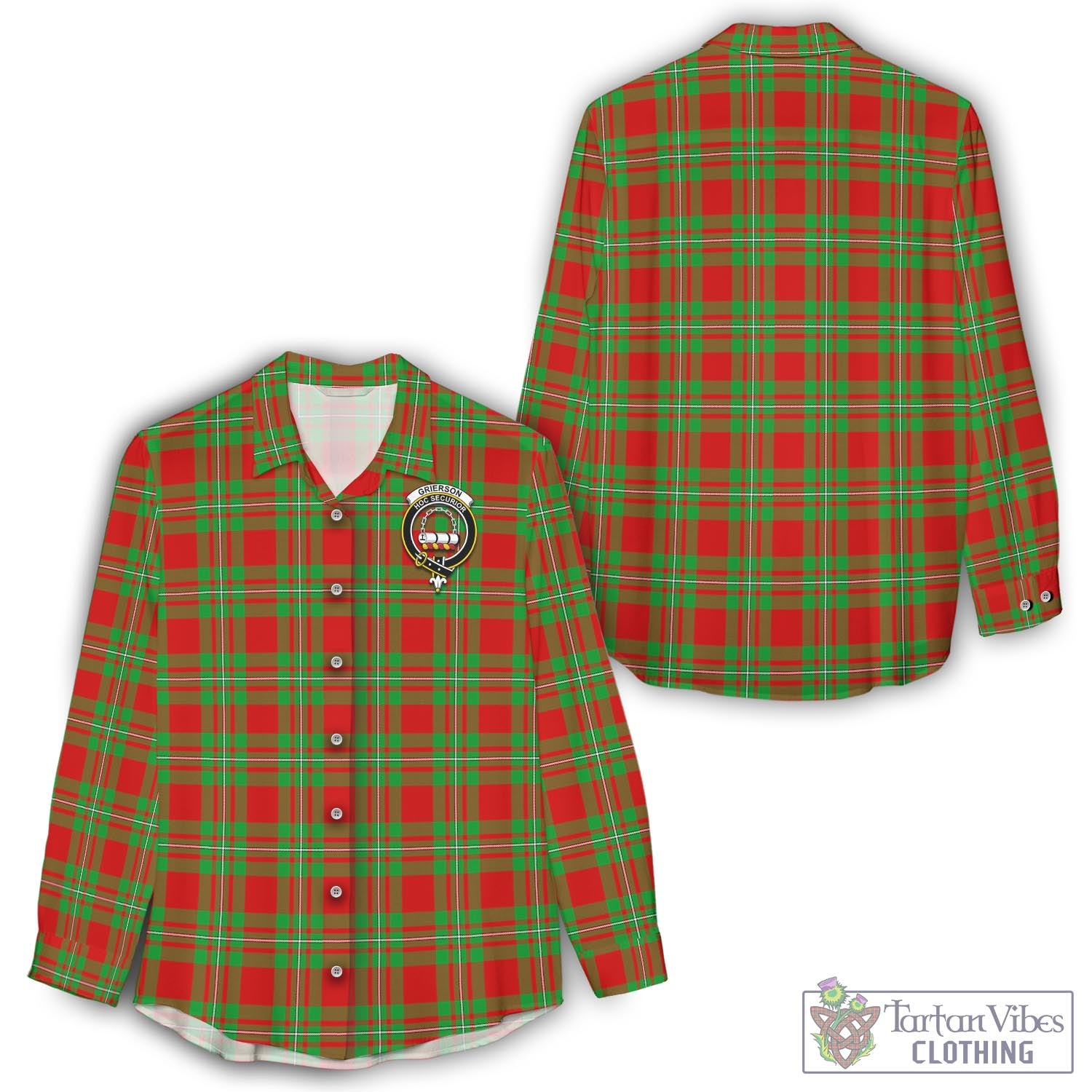 Grierson Tartan Women's Casual Shirt with Family Crest - Tartan Vibes Clothing