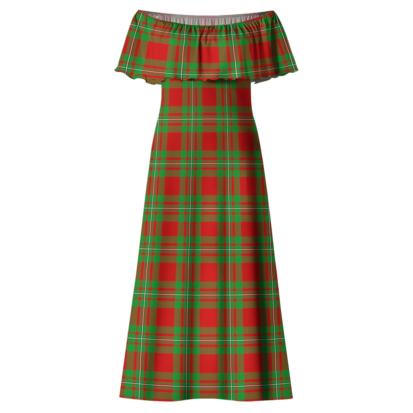 Grierson Tartan Off Shoulder Long Dress - Tartan Vibes Clothing