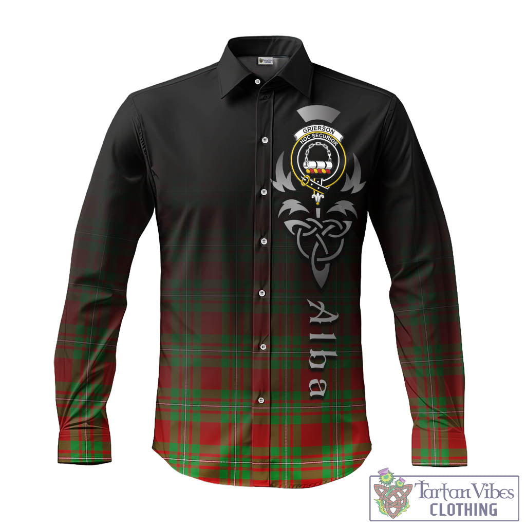 Grierson Tartan Long Sleeve Button Up Featuring Alba Gu Brath Family Crest Celtic Inspired - Tartan Vibes Clothing