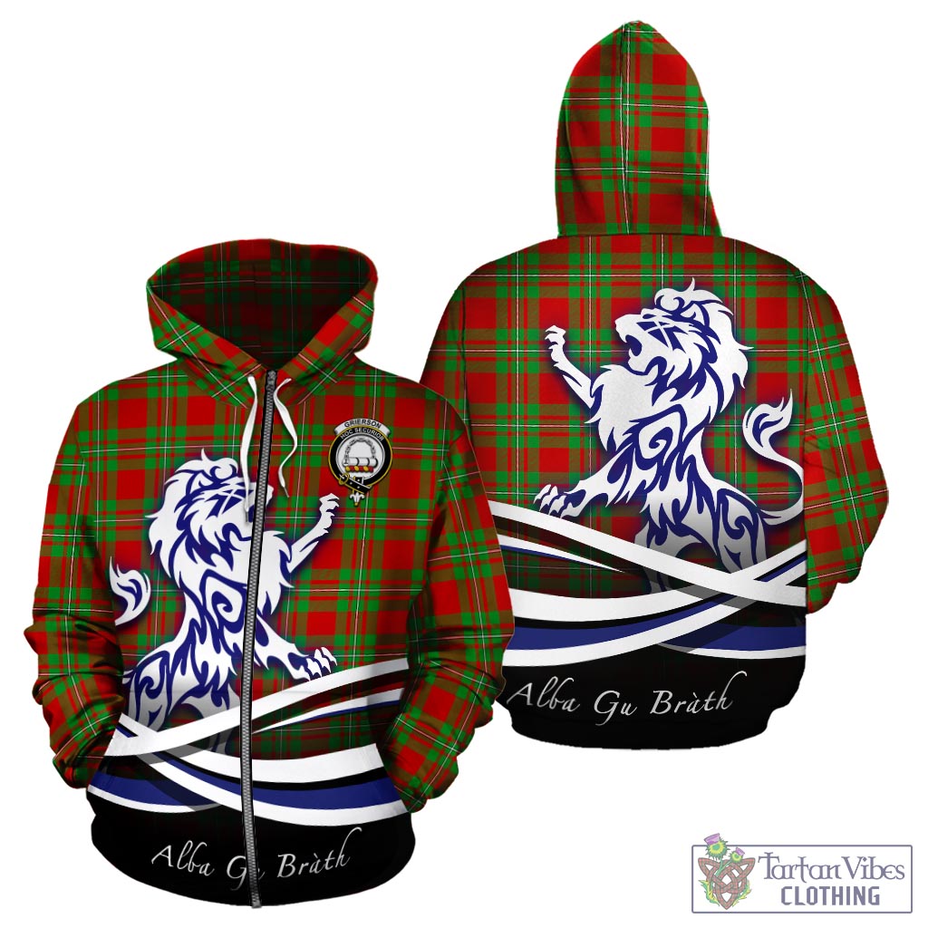 Grierson Tartan Hoodie with Alba Gu Brath Regal Lion Emblem - Tartan Vibes Clothing