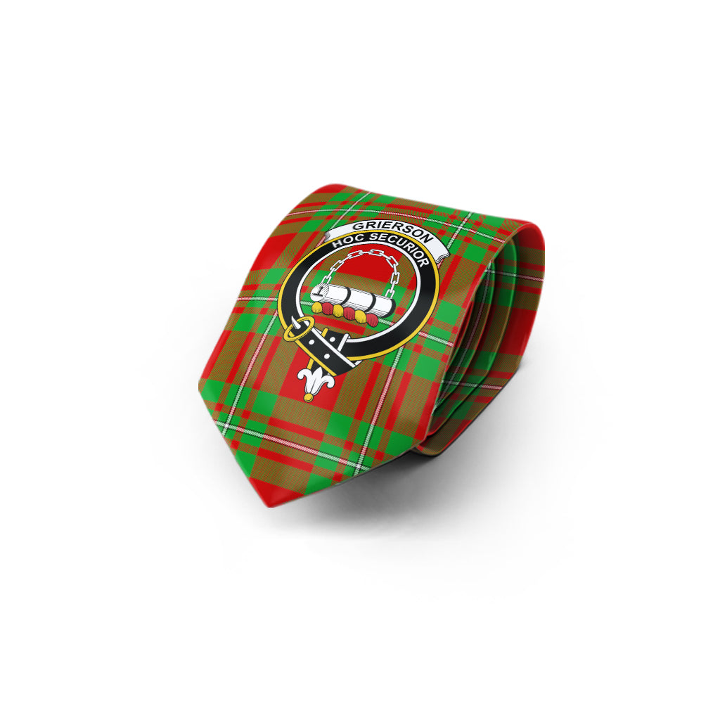 Grierson Tartan Classic Necktie with Family Crest - Tartan Vibes Clothing