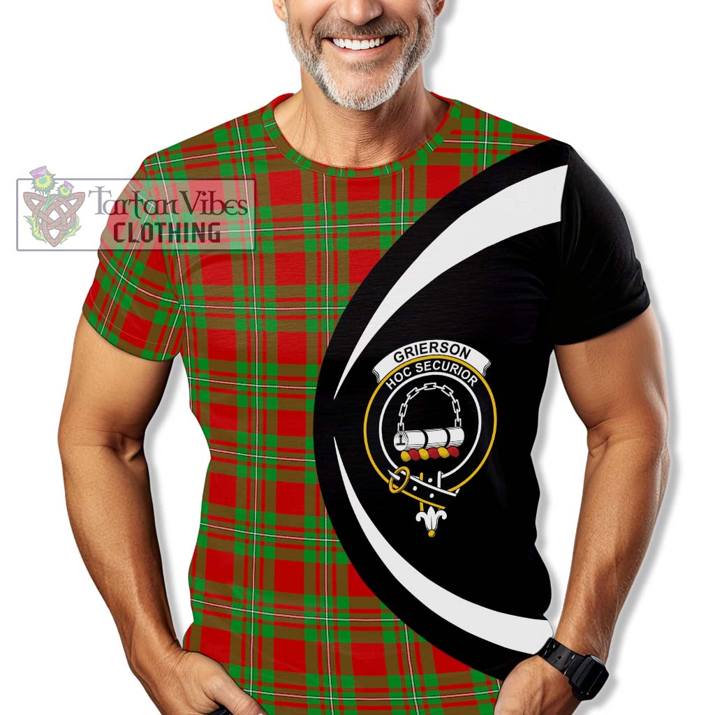 Grierson Tartan T-Shirt with Family Crest Circle Style - Tartan Vibes Clothing