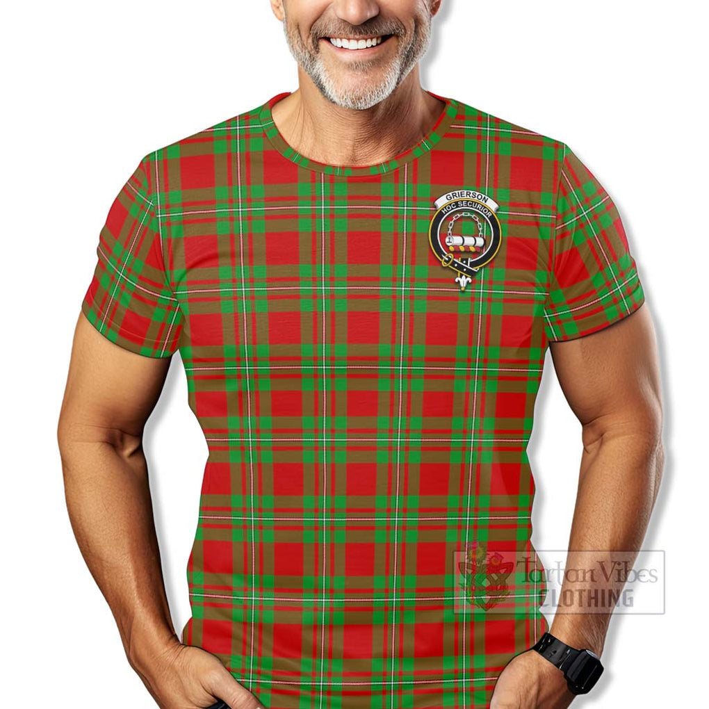 Grierson Tartan T-Shirt with Family Crest Celtic Skull Style - Tartan Vibes Clothing