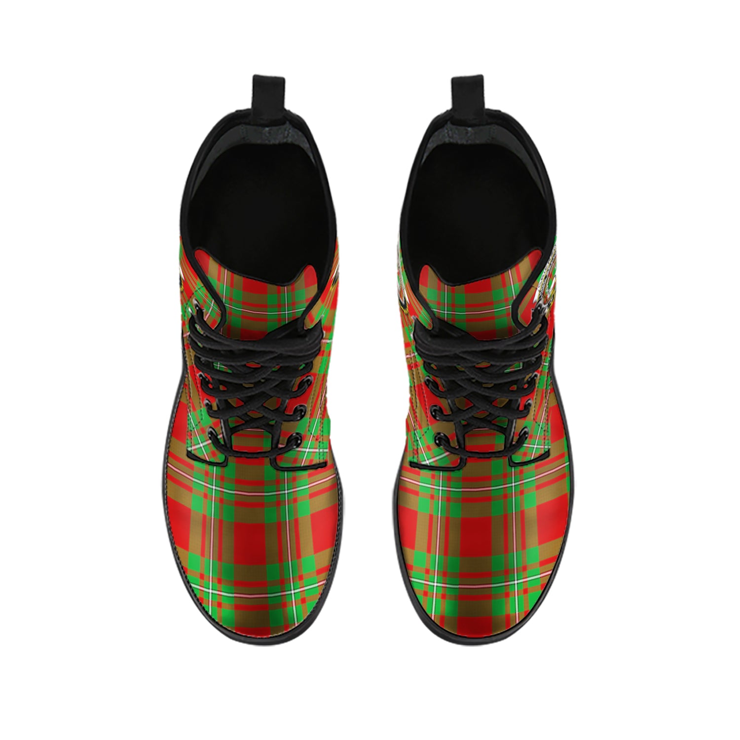 Grierson Tartan Leather Boots with Family Crest - Tartan Vibes Clothing