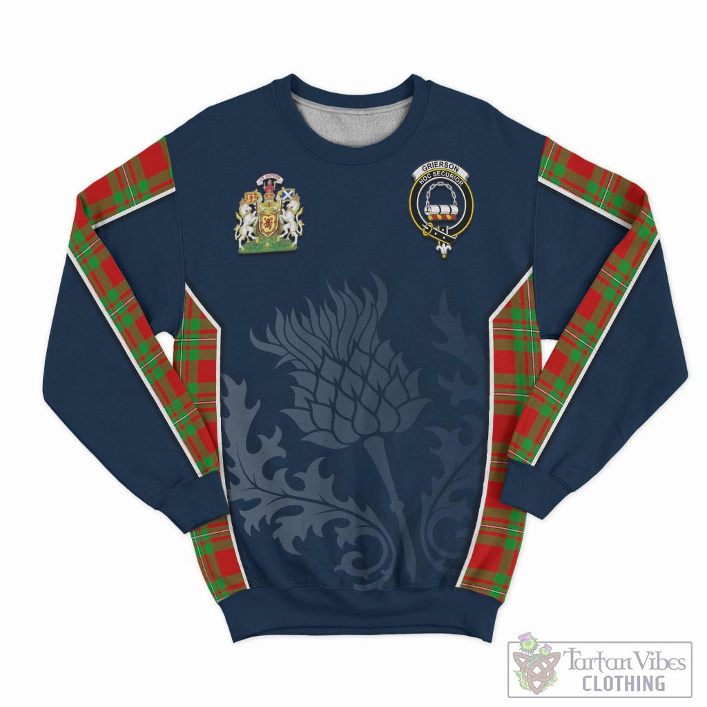 Grierson Tartan Sweatshirt with Family Crest and Scottish Thistle Vibes Sport Style - Tartan Vibes Clothing