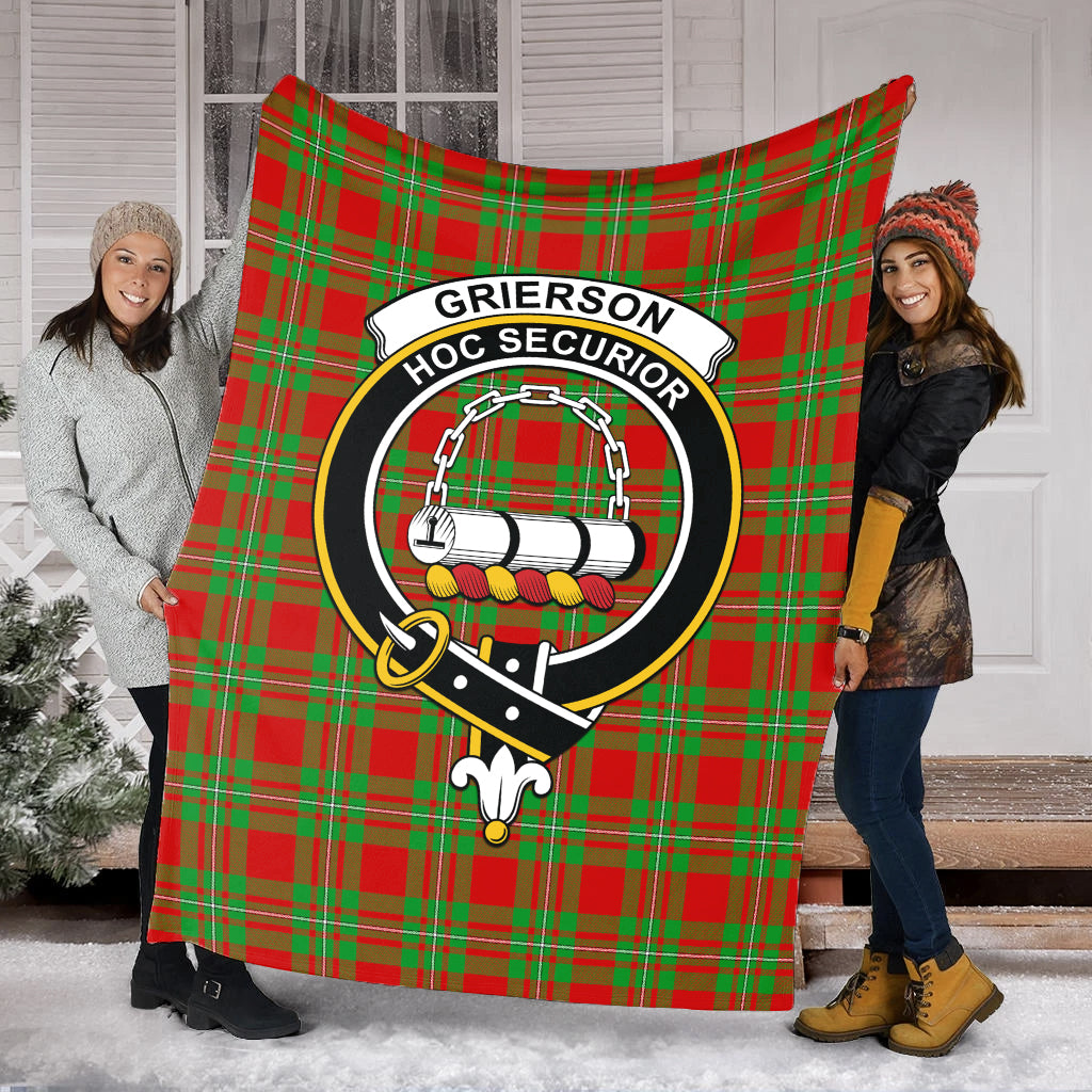 Grierson Tartan Blanket with Family Crest - Tartan Vibes Clothing