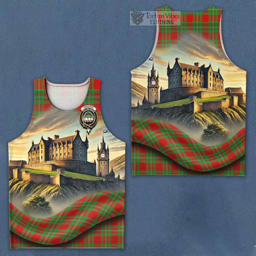 Grierson Tartan Family Crest Men's Tank Top with Scottish Ancient Castle Style - Tartan Vibes Clothing
