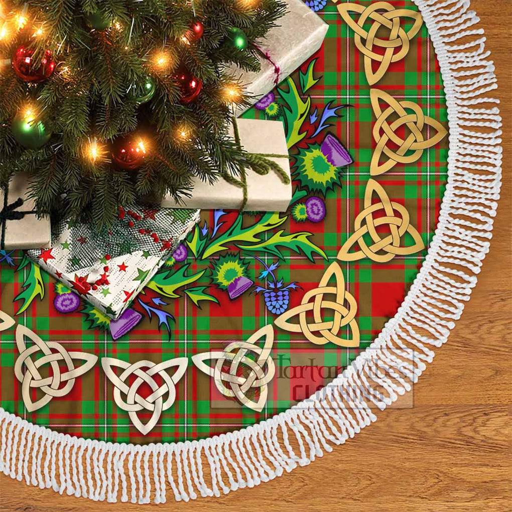 Tartan Vibes Clothing Grierson Tartan Christmas Tree Skirt with Thistle Celtic Knot Style