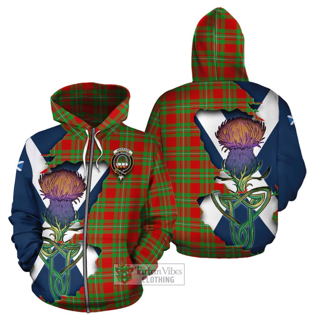Grierson Tartan Family Crest Cotton Hoodie Scottish Thistle Celtic Inspired Zip Hoodie - Tartan Vibes Clothing