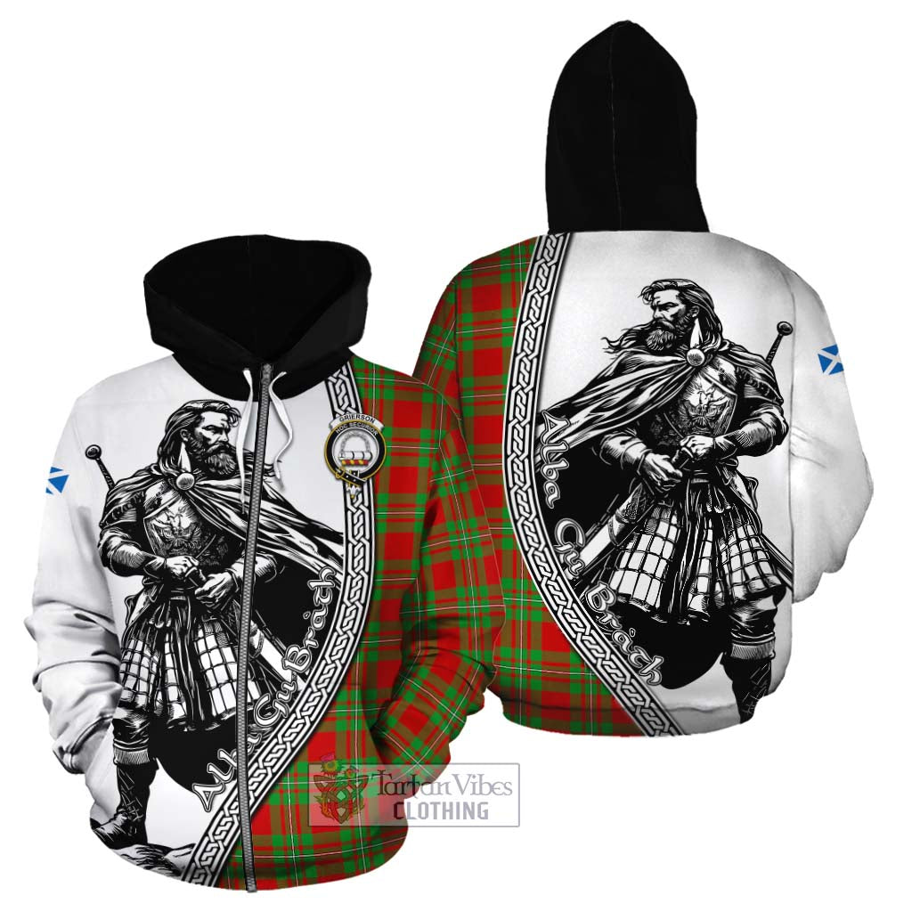 Grierson Tartan Clan Crest Cotton Hoodie with Highlander Warrior Celtic Style - Tartan Vibes Clothing