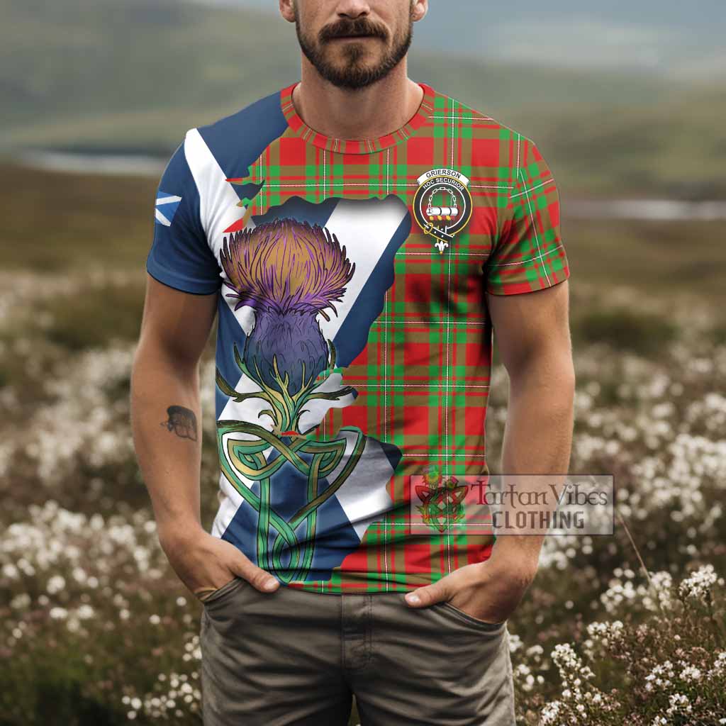 Grierson Tartan Family Crest T-Shirt Scottish Thistle Celtic Inspired - Tartan Vibes Clothing