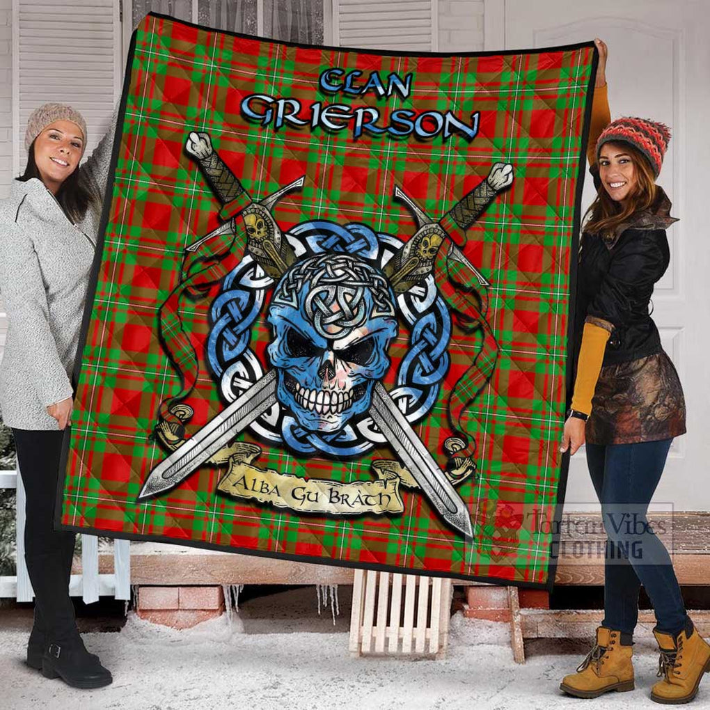 Grierson Tartan Quilt with Celtic Skull Alba Gu Brath Style - Tartan Vibes Clothing