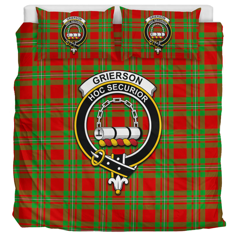 Grierson Tartan Bedding Set with Family Crest UK Bedding Set UK Super King 104*94 inch - Tartan Vibes Clothing
