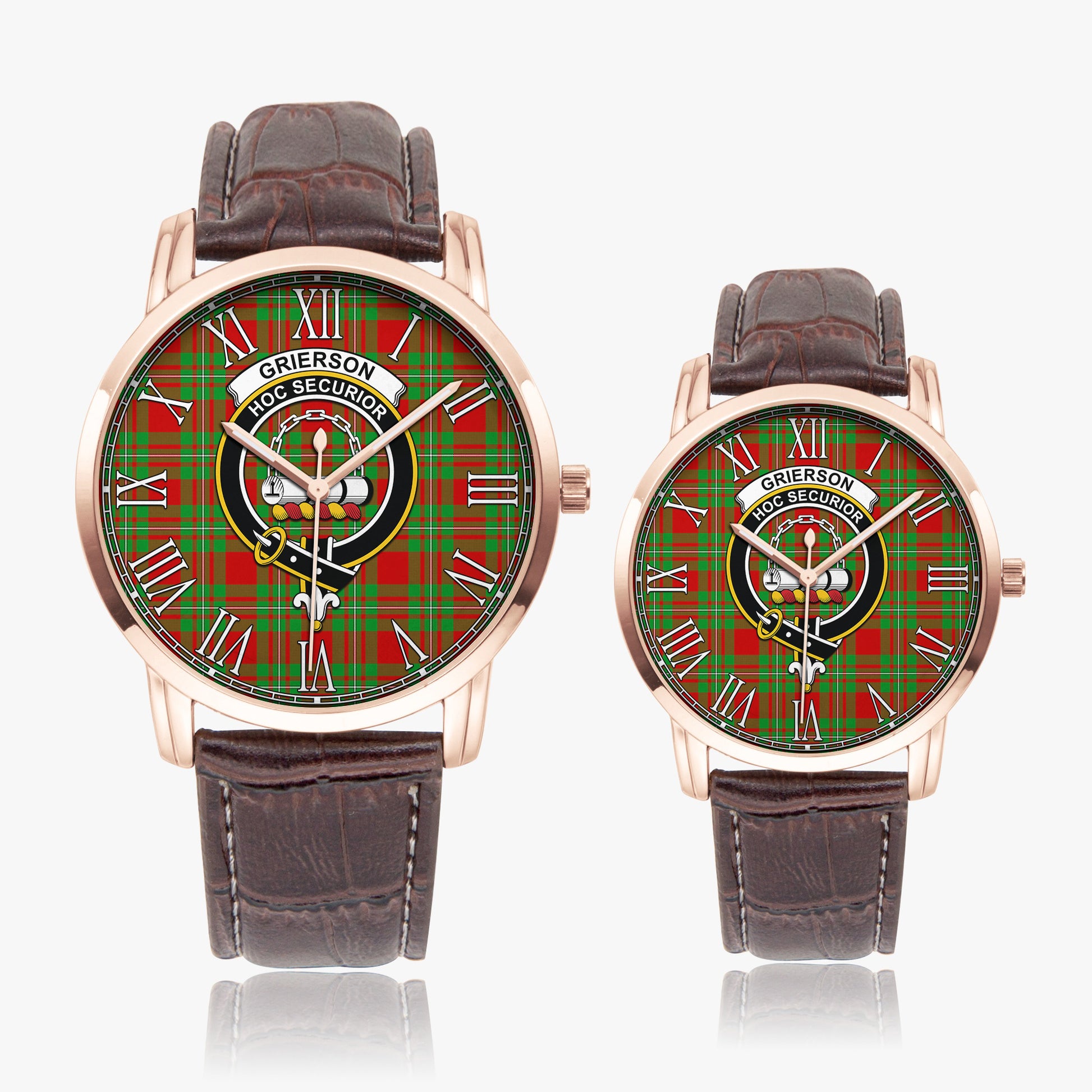 Grierson Tartan Family Crest Leather Strap Quartz Watch - Tartan Vibes Clothing