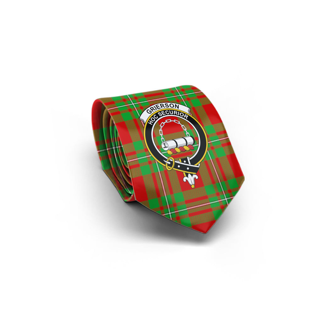 Grierson Tartan Classic Necktie with Family Crest - Tartan Vibes Clothing