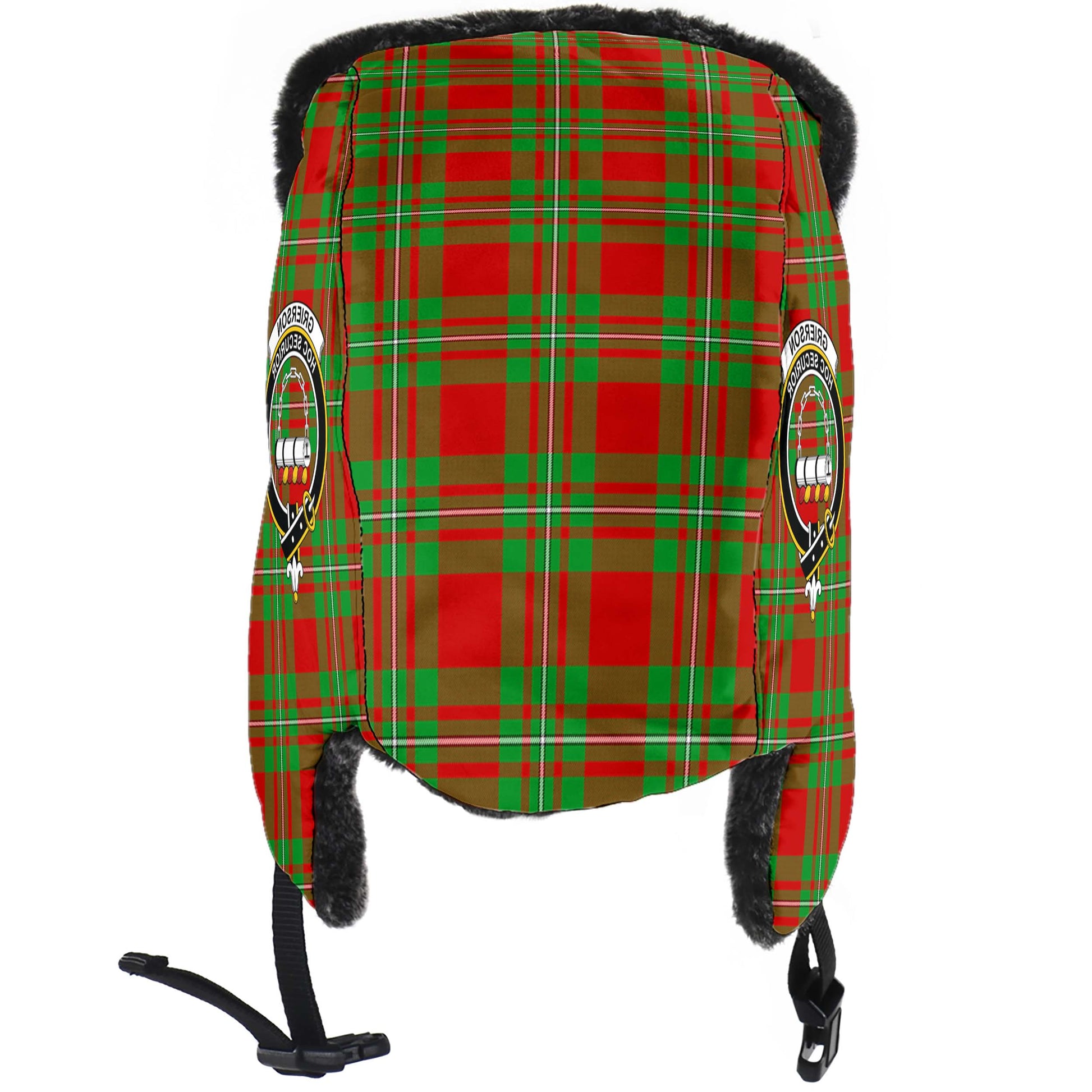 Grierson Tartan Winter Trapper Hat with Family Crest - Tartan Vibes Clothing