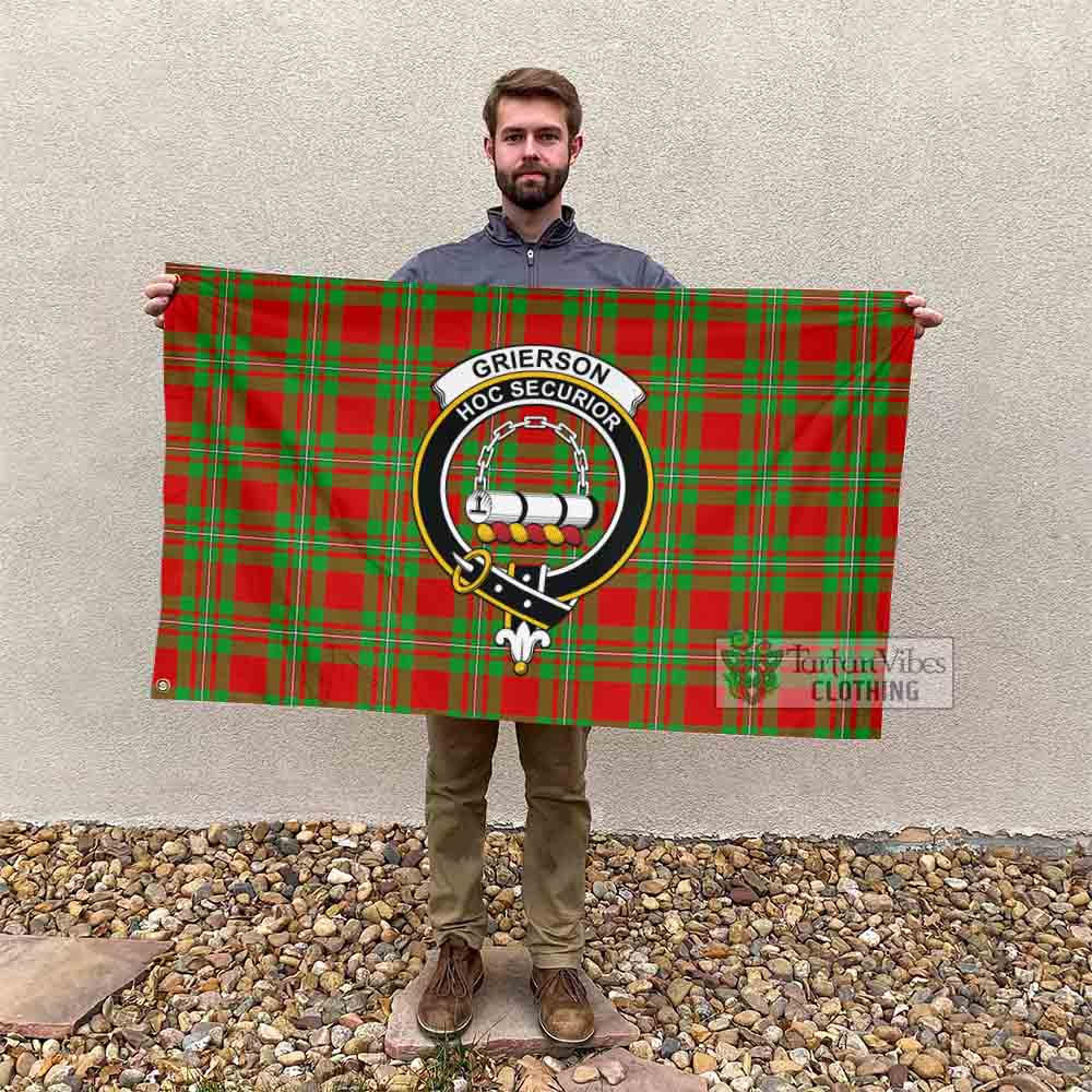 Tartan Vibes Clothing Grierson Tartan House Flag with Family Crest