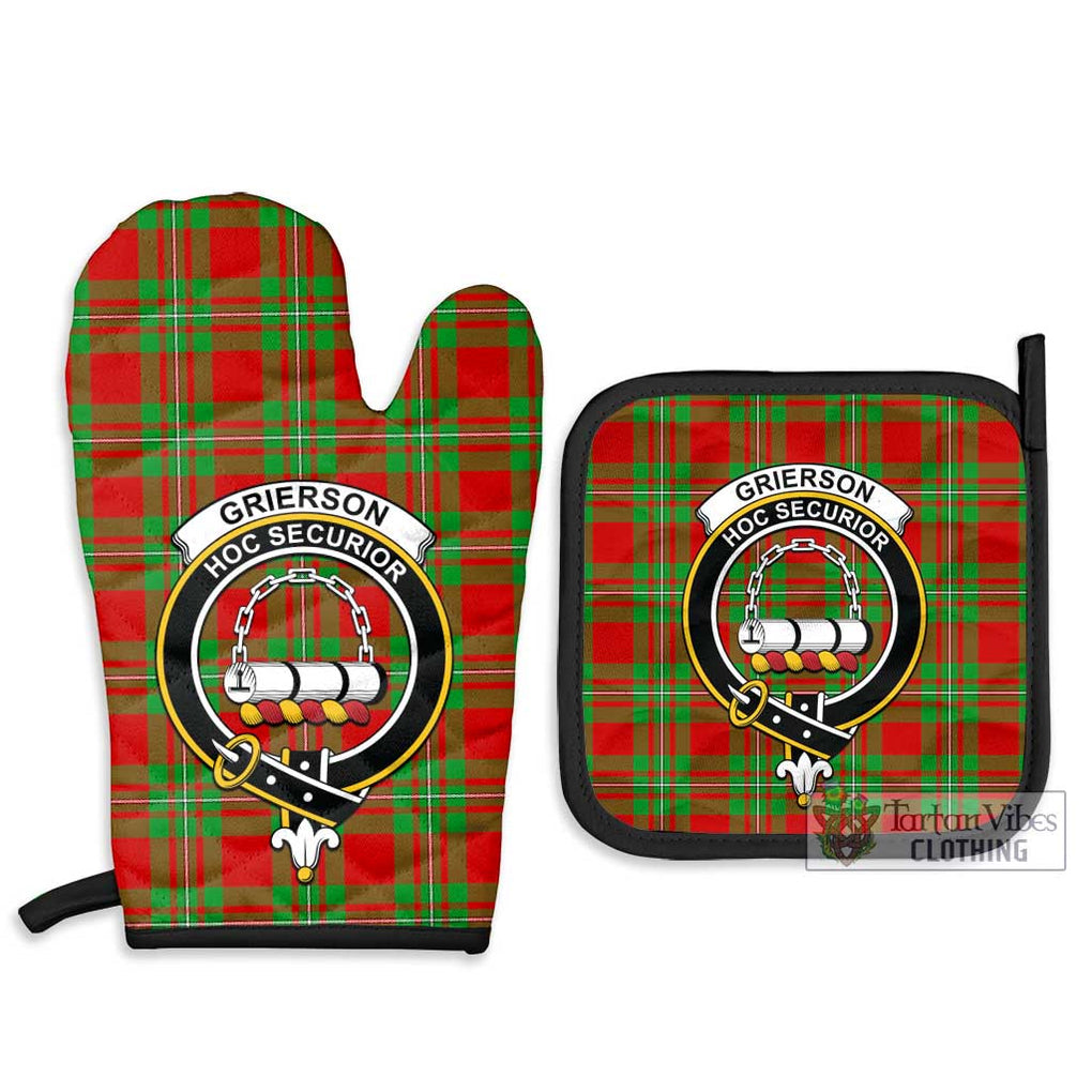 Grierson Tartan Combo Oven Mitt & Pot-Holder with Family Crest - Tartan Vibes Clothing