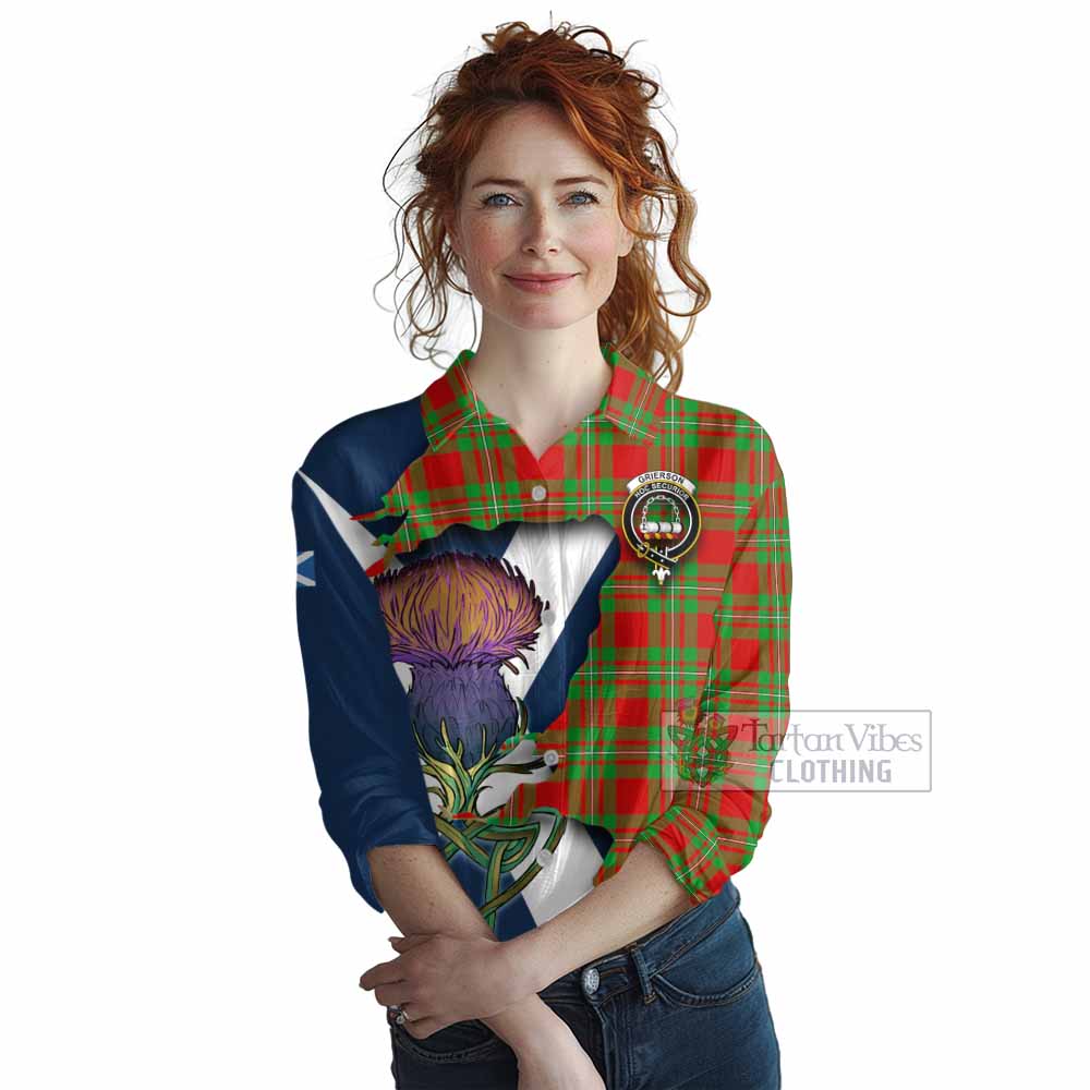 Grierson Tartan Family Crest Women's Casual Shirt Scottish Thistle Celtic Inspired - Tartan Vibes Clothing