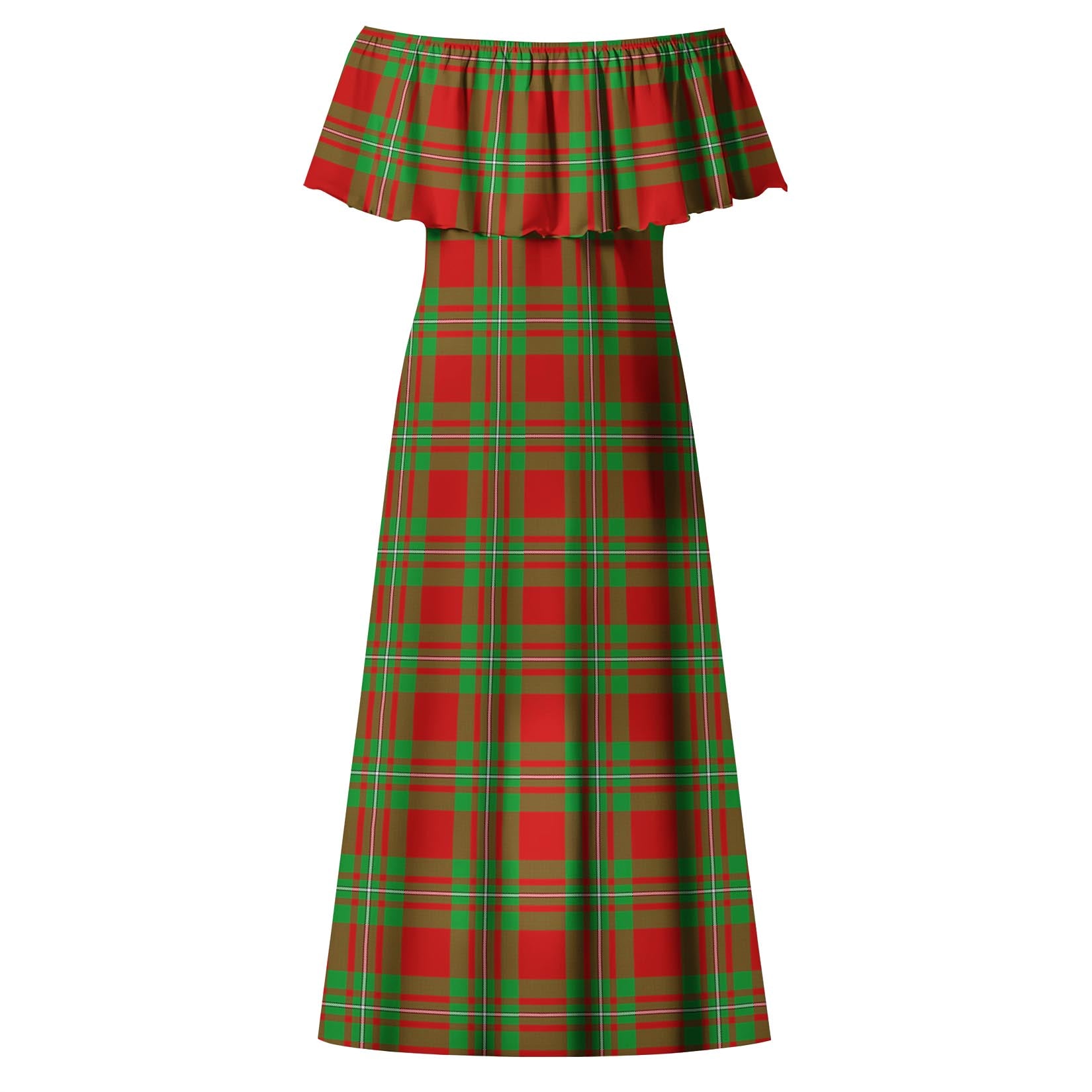 Grierson Tartan Off Shoulder Long Dress - Tartan Vibes Clothing